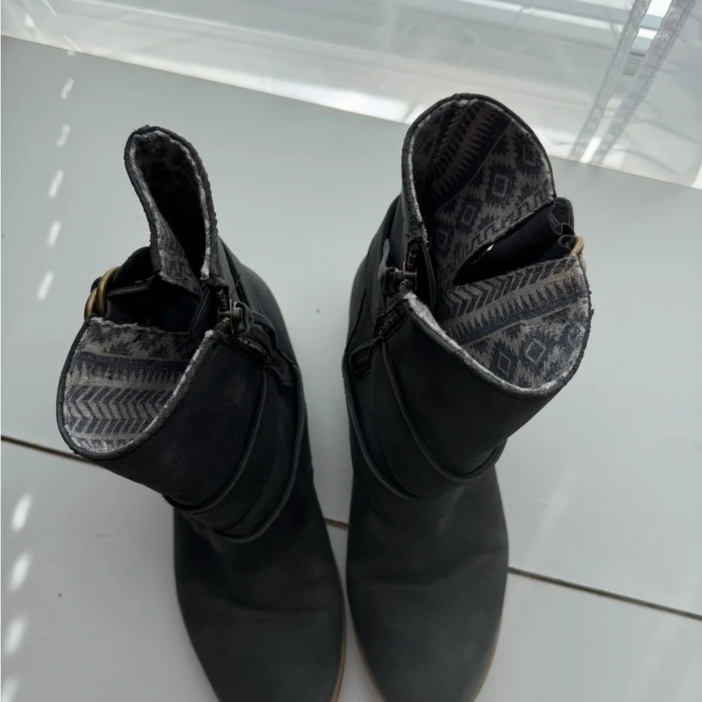 Roxy Charcoal Ankle Boots with Buckle Accents - Picture 6 of 15